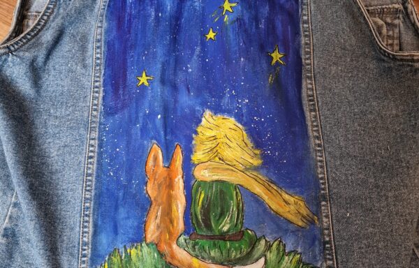 Ręcznie malowana kamizelka jeansowa Mały Książę