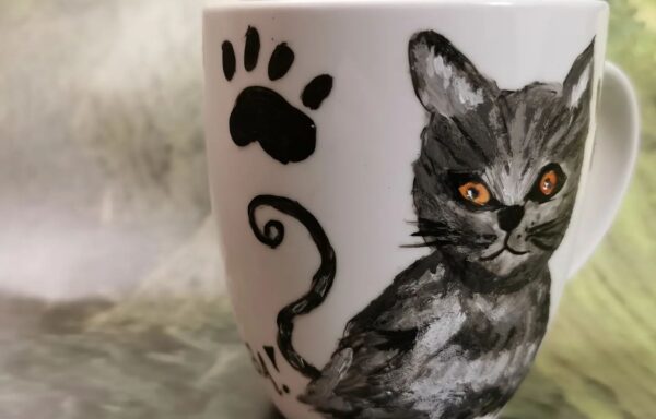 Ręcznie malowany kubek Kot