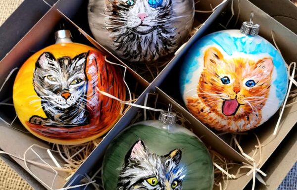 Ręcznie malowane bombki Koty